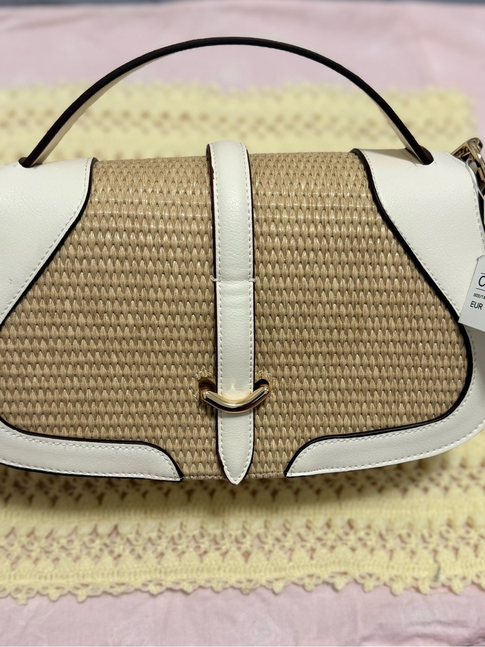 H&M Cream & Natural Woven Top-Handle Shoulder Bag
